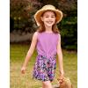 Arshiner Girl’s 2 Piece Outfits Summer Tie Knot Tank Top and Paperbag Waist Pocketed Short Sets(Purple Flower)
