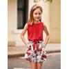 Arshiner Girl’s 2 Piece Outfits Summer Tie Knot Tank Top and Paperbag Waist Pocketed Short Sets(Red Pink Flower)