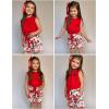 Arshiner Girl’s 2 Piece Outfits Summer Tie Knot Tank Top and Paperbag Waist Pocketed Short Sets(Red Pink Flower)