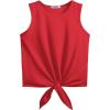 Arshiner Girl’s 2 Piece Outfits Summer Tie Knot Tank Top and Paperbag Waist Pocketed Short Sets(Red Pink Flower)