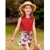 Arshiner Girl’s 2 Piece Outfits Summer Tie Knot Tank Top and Paperbag Waist Pocketed Short Sets(Red Pink Flower)