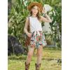 Arshiner Girl’s 2 Piece Outfits Summer Tie Knot Tank Top and Paperbag Waist Pocketed Short Sets(White Orange Flower)