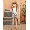 Arshiner Girl’s 2 Piece Outfits Summer Tie Knot Tank Top and Paperbag Waist Pocketed Short Sets(White Orange Flower)