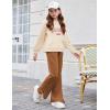 Arshiner Girls 2 Piece Outfits Sweatsuits Sets Kangaroo Pocket Long Sleeve Hooded Sweatshirt with Flare Sweatpants Sets(Beige & Brown)
