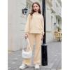 Arshiner Girls 2 Piece Outfits Sweatsuits Sets Kangaroo Pocket Long Sleeve Hooded Sweatshirt with Flare Sweatpants Sets(Beige)