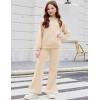 Arshiner Girls 2 Piece Outfits Sweatsuits Sets Kangaroo Pocket Long Sleeve Hooded Sweatshirt with Flare Sweatpants Sets(Beige)
