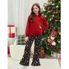 Arshiner Girls 2 Piece Outfits Sweatsuits Sets Kangaroo Pocket Long Sleeve Hooded Sweatshirt with Flare Sweatpants Sets(Christmas)