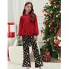 Arshiner Girls 2 Piece Outfits Sweatsuits Sets Kangaroo Pocket Long Sleeve Hooded Sweatshirt with Flare Sweatpants Sets(Christmas)