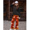 Arshiner Girls 2 Piece Outfits Sweatsuits Sets Kangaroo Pocket Long Sleeve Hooded Sweatshirt with Flare Sweatpants Sets(Halloween)