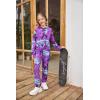 Arshiner Girl’s 2 Piece Outfits Tie-dye Twist Front Pullover Hooded Sweatsuits Sweatshirt and Sweatpants Clothing Set(Black & Green & Purple)