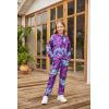Arshiner Girl’s 2 Piece Outfits Tie-dye Twist Front Pullover Hooded Sweatsuits Sweatshirt and Sweatpants Clothing Set(Black & Green & Purple)