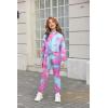Arshiner Girl’s 2 Piece Outfits Tie-dye Twist Front Pullover Hooded Sweatsuits Sweatshirt and Sweatpants Clothing Set(Blue & Pink)