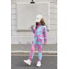 Arshiner Girl’s 2 Piece Outfits Tie-dye Twist Front Pullover Hooded Sweatsuits Sweatshirt and Sweatpants Clothing Set(Blue & Pink)