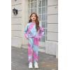 Arshiner Girl’s 2 Piece Outfits Tie-dye Twist Front Pullover Hooded Sweatsuits Sweatshirt and Sweatpants Clothing Set(Blue & Pink)