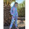 Arshiner Girl’s 2 Piece Outfits Tie-dye Twist Front Pullover Hooded Sweatsuits Sweatshirt and Sweatpants Clothing Set(Blue & Purple)