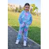 Arshiner Girl’s 2 Piece Outfits Tie-dye Twist Front Pullover Hooded Sweatsuits Sweatshirt and Sweatpants Clothing Set(Blue & Purple)