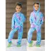 Arshiner Girl’s 2 Piece Outfits Tie-dye Twist Front Pullover Hooded Sweatsuits Sweatshirt and Sweatpants Clothing Set(Blue & Purple)