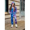 Arshiner Girl’s 2 Piece Outfits Tie-dye Twist Front Pullover Hooded Sweatsuits Sweatshirt and Sweatpants Clothing Set(Dark Blue & Dark Purple & Light Blue)