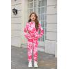 Arshiner Girl’s 2 Piece Outfits Tie-dye Twist Front Pullover Hooded Sweatsuits Sweatshirt and Sweatpants Clothing Set(Hot Pink)