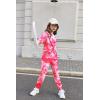 Arshiner Girl’s 2 Piece Outfits Tie-dye Twist Front Pullover Hooded Sweatsuits Sweatshirt and Sweatpants Clothing Set(Hot Pink)