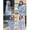 Arshiner Girl’s 2 Piece Outfits Tie-dye Twist Front Pullover Hooded Sweatsuits Sweatshirt and Sweatpants Clothing Set(Pink & White & Green & Purple)