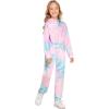 Arshiner Girl’s 2 Piece Outfits Tie-dye Twist Front Pullover Hooded Sweatsuits Sweatshirt and Sweatpants Clothing Set(Yellow & Pink & Green & Blue)
