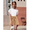 Arshiner Girls 2 Piece Summer Outfits Knit Twist Puff Sleeve Top and High Waist Paper Bag Shorts Set with Pockets(White Khaki)
