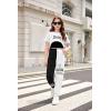 Arshiner Girls 3 Piece Set Short Sleeve High Low Hem Overlay Top & Cami with Sweatpants Kids Outfit 6-13 Years(Black&white)