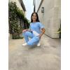 Arshiner Girls 3 Piece Set Short Sleeve High Low Hem Overlay Top & Cami with Sweatpants Kids Outfit 6-13 Years(Blue)