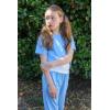 Arshiner Girls 3 Piece Set Short Sleeve High Low Hem Overlay Top & Cami with Sweatpants Kids Outfit 6-13 Years(Blue)