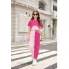 Arshiner Girls 3 Piece Set Short Sleeve High Low Hem Overlay Top & Cami with Sweatpants Kids Outfit 6-13 Years(Double Pink)