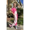 Arshiner Girls 3 Piece Set Short Sleeve High Low Hem Overlay Top & Cami with Sweatpants Kids Outfit 6-13 Years(Double Pink)