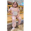 Arshiner Girls 3 Piece Set Short Sleeve High Low Hem Overlay Top & Cami with Sweatpants Kids Outfit 6-13 Years(Pink)