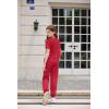 Arshiner Girls 3 Piece Set Short Sleeve High Low Hem Overlay Top & Cami with Sweatpants Kids Outfit 6-13 Years(Red)