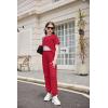 Arshiner Girls 3 Piece Set Short Sleeve High Low Hem Overlay Top & Cami with Sweatpants Kids Outfit 6-13 Years(Red)