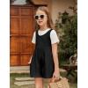 Arshiner Girls’ Casual Summer Sleeveless Jumpsuits Loose One Piece Romper Short Overalls Outfits with Pockets(Black)