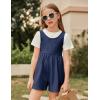 Arshiner Girls’ Casual Summer Sleeveless Jumpsuits Loose One Piece Romper Short Overalls Outfits with Pockets(Navy Blue)