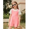 Arshiner Girls’ Casual Summer Sleeveless Jumpsuits Loose One Piece Romper Short Overalls Outfits with Pockets(Pink)