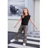 Arshiner Girls Clothes 2 Piece Outfits Drop Shoulder Sleeve Top and Wide Leg Pants Set Trendy Clothing Size 6-14(Black-leopard)