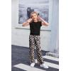 Arshiner Girls Clothes 2 Piece Outfits Drop Shoulder Sleeve Top and Wide Leg Pants Set Trendy Clothing Size 6-14(Black-leopard)