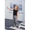 Arshiner Girls Clothes 2 Piece Outfits Drop Shoulder Sleeve Top and Wide Leg Pants Set Trendy Clothing Size 6-14(Black-stripes)