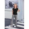 Arshiner Girls Clothes 2 Piece Outfits Drop Shoulder Sleeve Top and Wide Leg Pants Set Trendy Clothing Size 6-14(Black-stripes)
