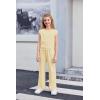 Arshiner Girls Clothes 2 Piece Outfits Drop Shoulder Sleeve Top and Wide Leg Pants Set Trendy Clothing Size 6-14(Khaki)