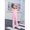 Arshiner Girls Clothes 2 Piece Outfits Drop Shoulder Sleeve Top and Wide Leg Pants Set Trendy Clothing Size 6-14(Pink)