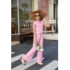 Arshiner Girls Clothes 2 Piece Outfits Drop Shoulder Sleeve Top and Wide Leg Pants Set Trendy Clothing Size 6-14(Pink)