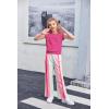 Arshiner Girls Clothes 2 Piece Outfits Drop Shoulder Sleeve Top and Wide Leg Pants Set Trendy Clothing Size 6-14(Rose Red-stripes)