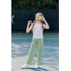 Arshiner Girls Clothes 2 Piece Outfits Drop Shoulder Sleeve Top and Wide Leg Pants Set Trendy Clothing Size 6-14(White-green)