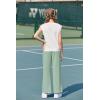 Arshiner Girls Clothes 2 Piece Outfits Drop Shoulder Sleeve Top and Wide Leg Pants Set Trendy Clothing Size 6-14(White-green)