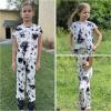 Arshiner Girls Clothes 2 Piece Summer Outfits Drop Shoulder Top Pullover Sweatpants Jogger Set Sweatsuits Tracksuits 6-14Y(Black and White)