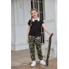Arshiner Girls Clothes 2 Piece Summer Outfits Drop Shoulder Top Pullover Sweatpants Jogger Set Sweatsuits Tracksuits 6-14Y(Camo)
